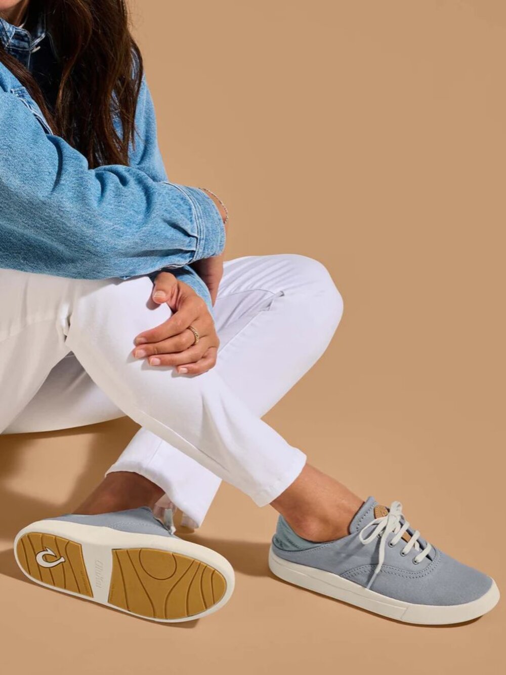 OluKai Kohu Womens Sneakers Size 7 Canvas Drop In Heel Mist Grey
